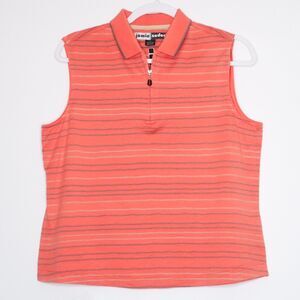Jamie Sadock Coral and Gray Striped Tank Top